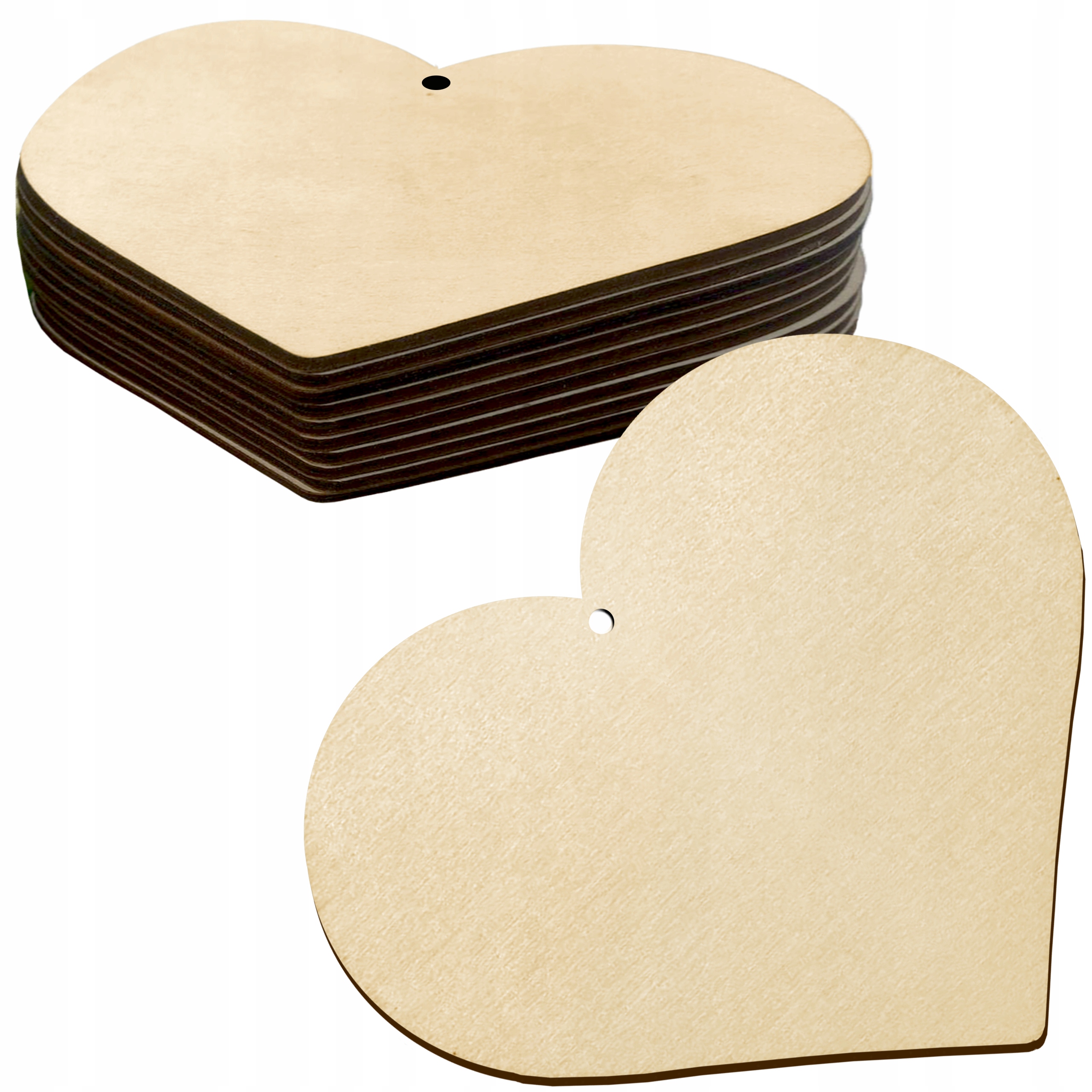 10x SERCE drewniane SERDUSZKA sklejka DIY decoupage zawieszka 10cm - 10szt