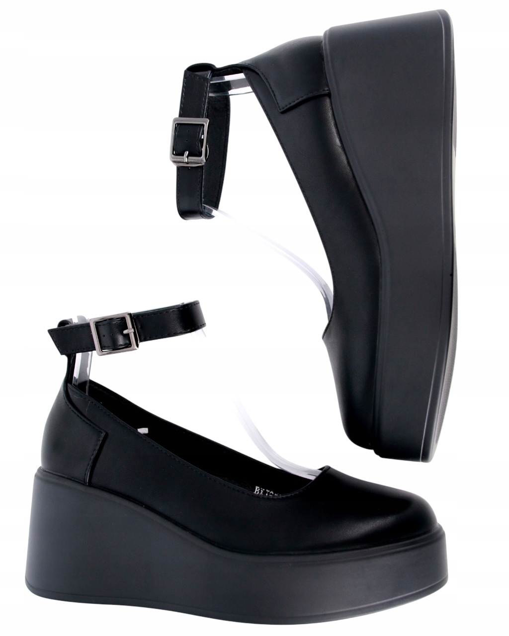 Lodičky Na Klínku Polobotky Na Platformě Černé Dámské Pásek 37