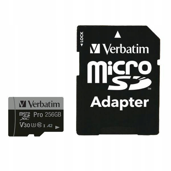 Verbatim karta microSD 256 Gb adaptér Pro U3 černá/černá 47045