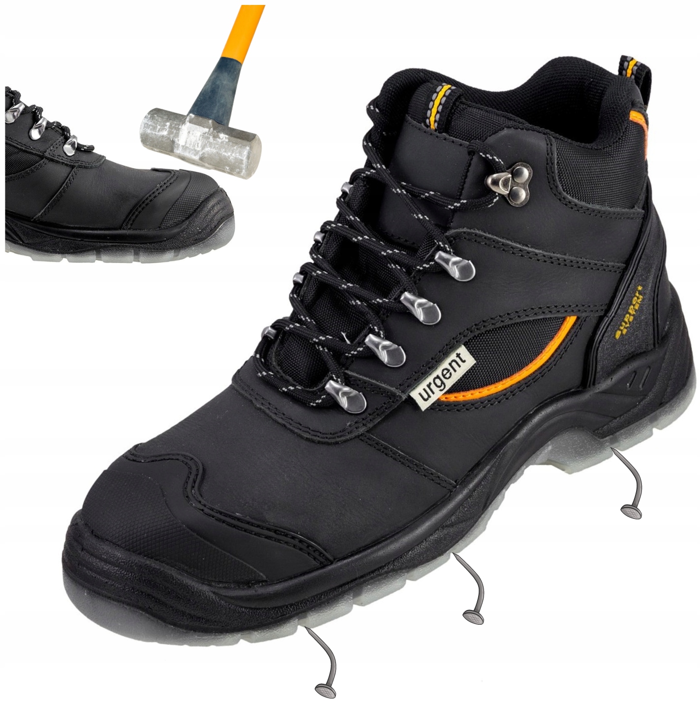 Buty robocze męskie trzewiki skórzane Wodoodporne Antyprzebiciowe z Noskiem