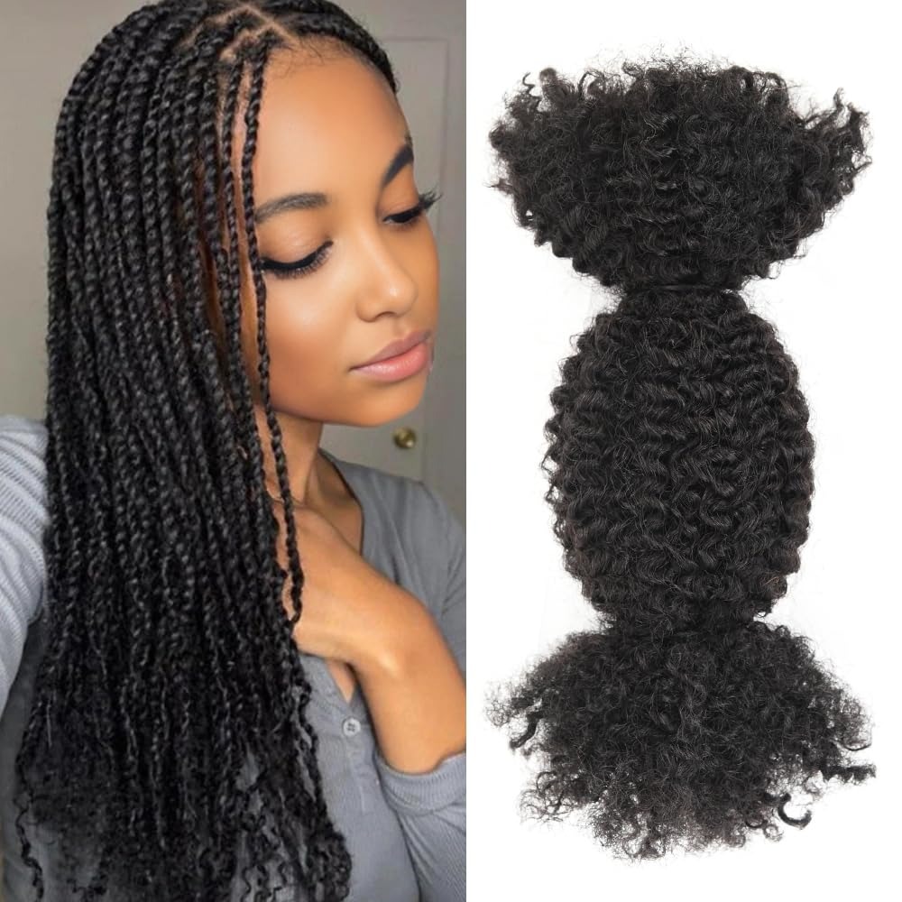 Lidské vlasy Afro Kinky do copánků 30 cm 150 g přírodní barva
