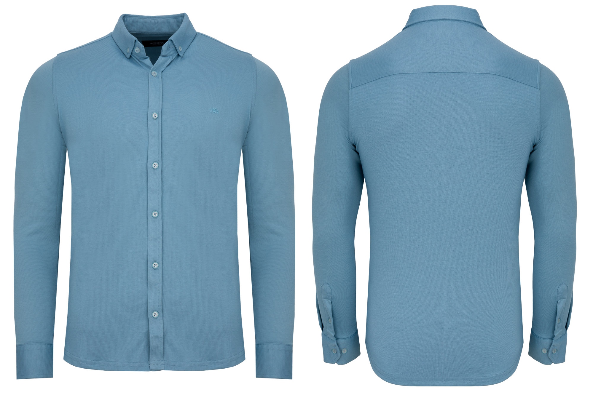 Pánská Polokošile S Dlouhým Rukávem Pletenina Dlouhá Rozepínací Košile Modrá: XL