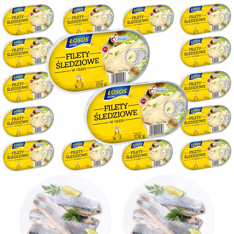 Filety Śledziowe W Oleju Konserwy Rybne Ryby Łosoś Ustka 16x170g