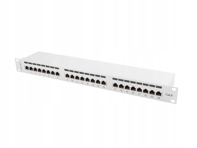 Patch Panel 24 Port 1U Kat.6 šedý stíněný