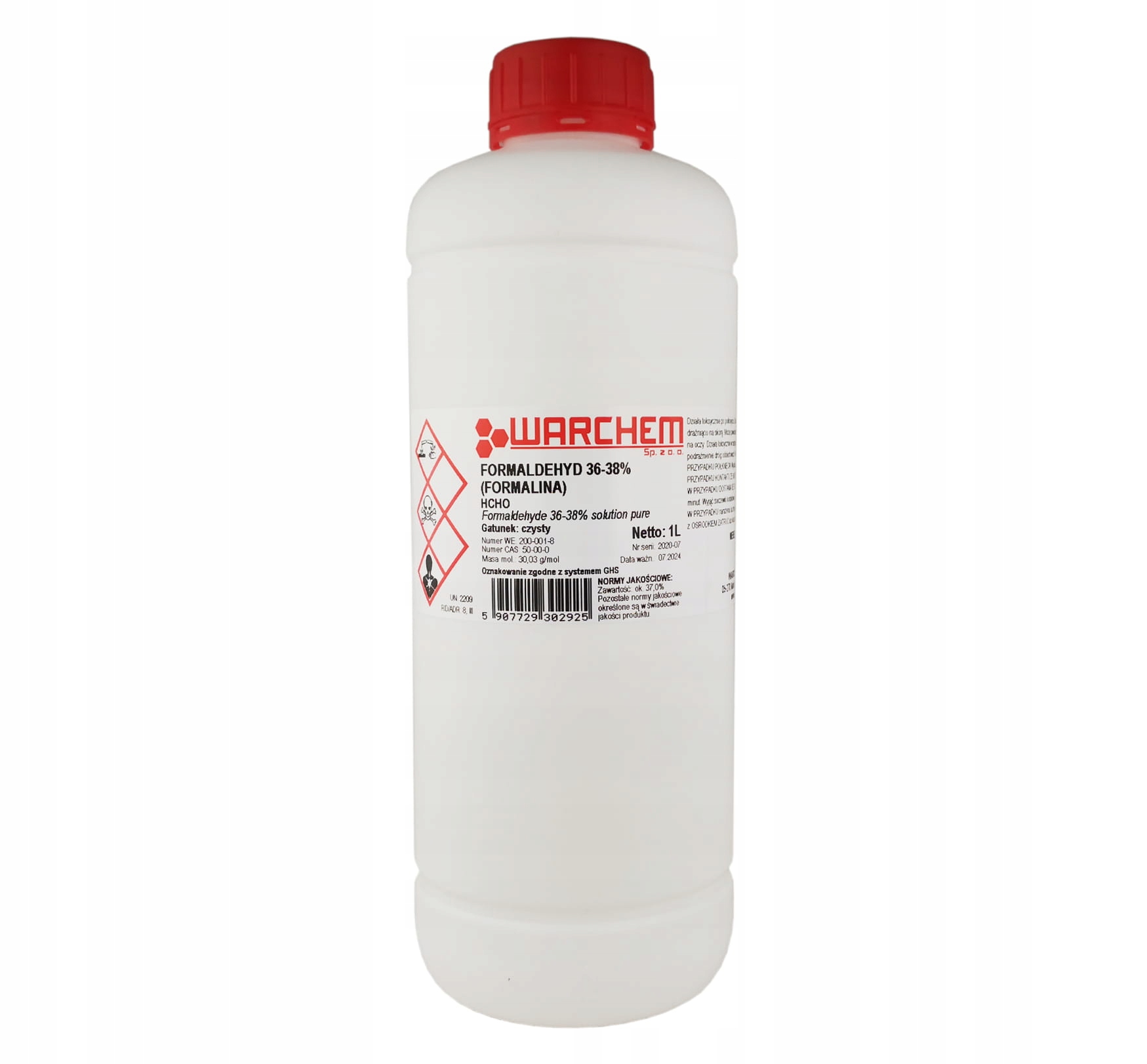 

Formaldehyd r-r 36-38% (formalina) czysty 1L