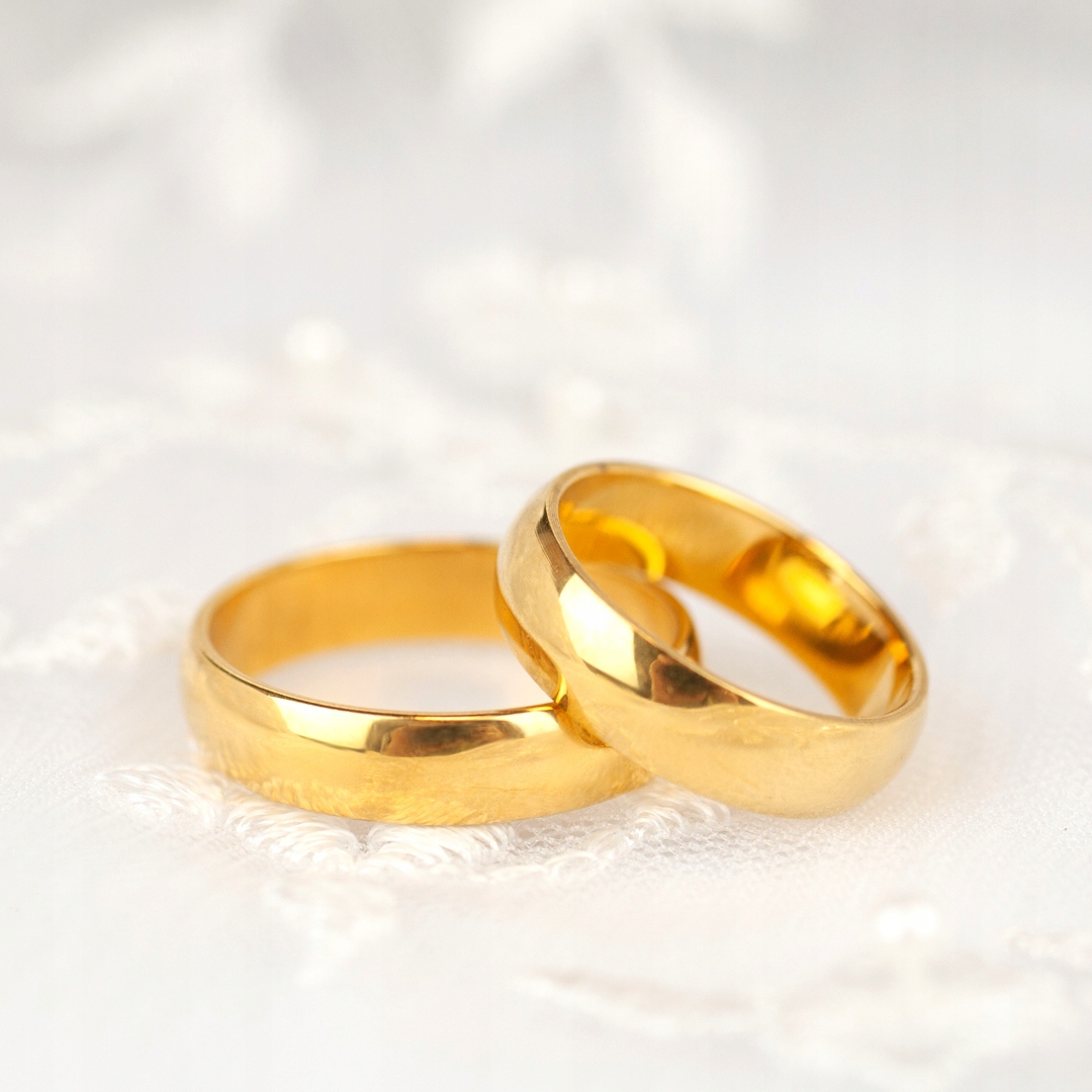 ZŁOTE OBRĄCZKI POZŁACANE SREBRO PÓŁOKRĄGŁE PROSTE Marka Świat Obrączek