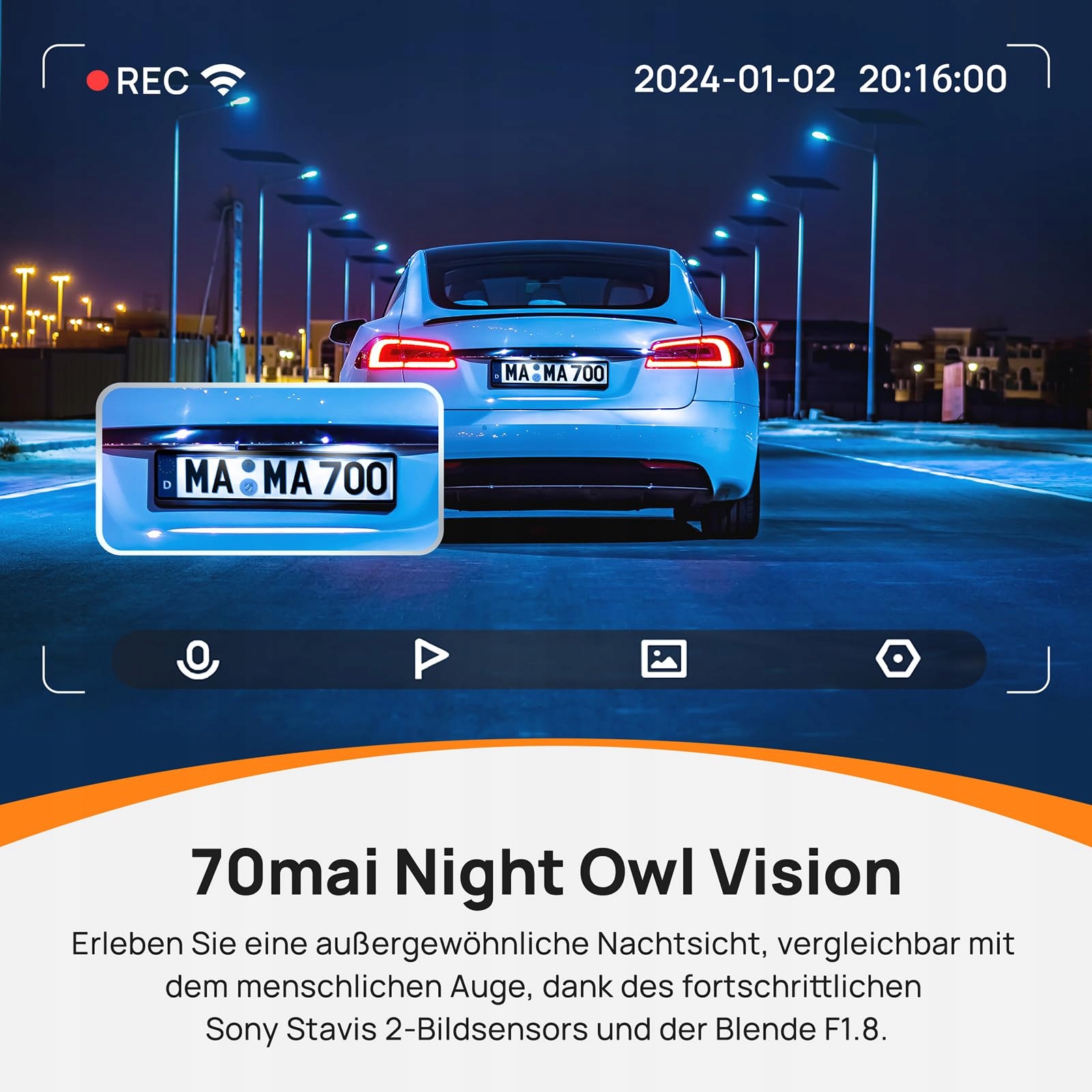 70MAI Kamera Samochodowa 4K HDR Dualna 128GB Sony STARVIS GPS WiFi ADAS — miniatura 4