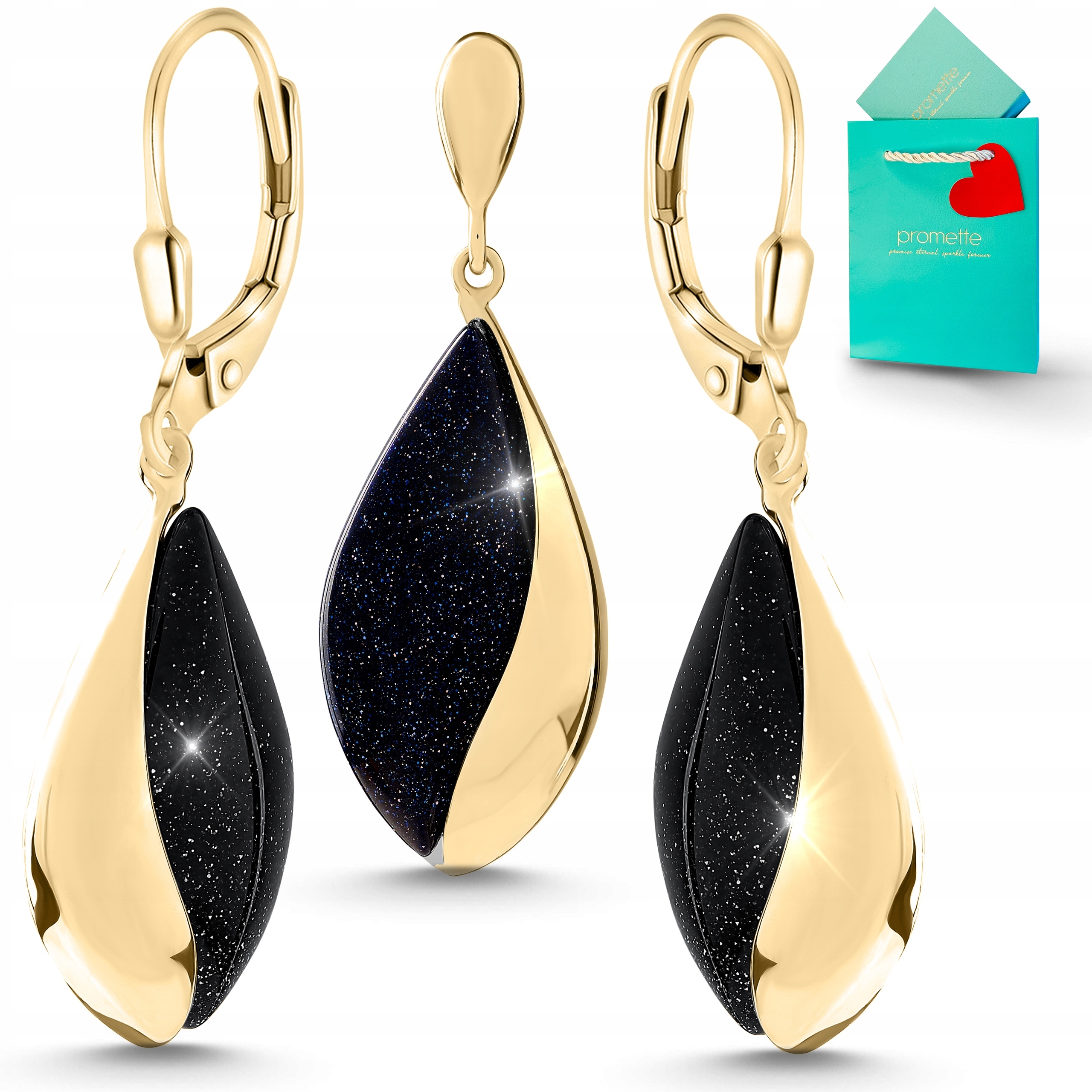 Náušnice Káhirská noc přívěsek šperk komplet stříbrné pozlacené zlaté 925