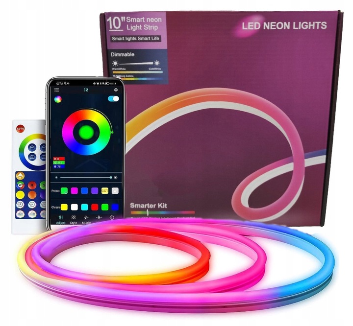 Led Páska 10M Farebná Neon Rgb-ic Súprava Bluetooth Aplikácia Diaľkový Ovládač