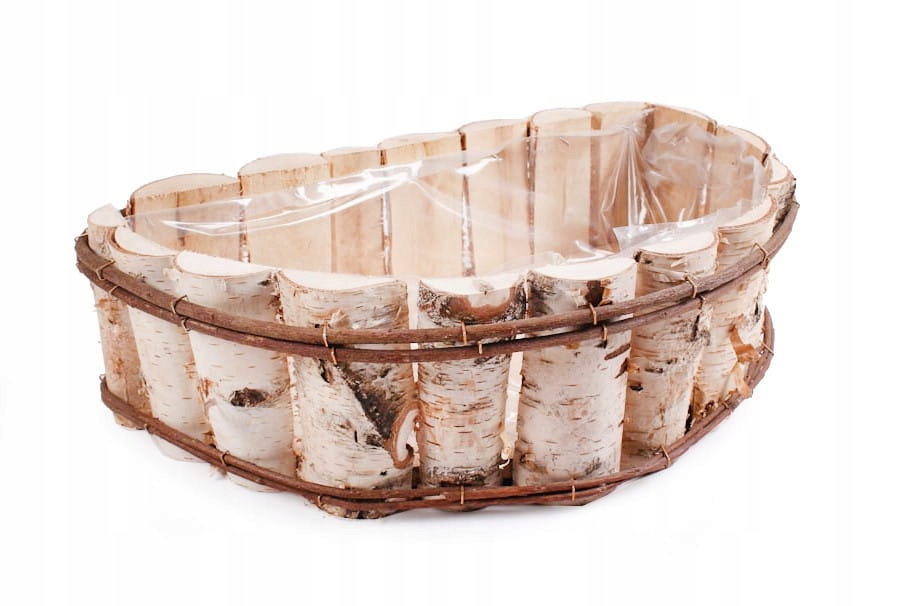 Půlkruhová Krabička Z Břízy Na Květiny S Fólií 53x30x15 cm