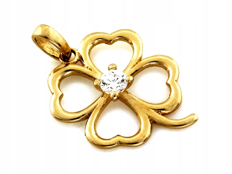 Zlatý přívěsek 585 jemný Čtyřlístek Jetel a zirkonií 0.90 g