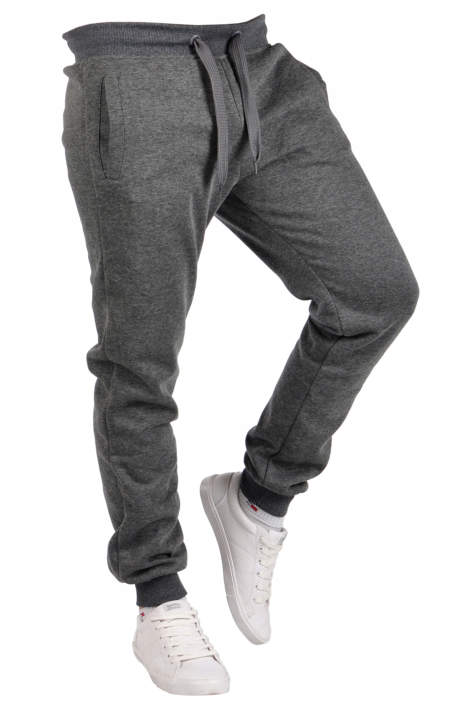 K01 r. M MĘSKIE SPODNIE DRESOWE JOGGERY GŁADKIE Długość nogawki długa