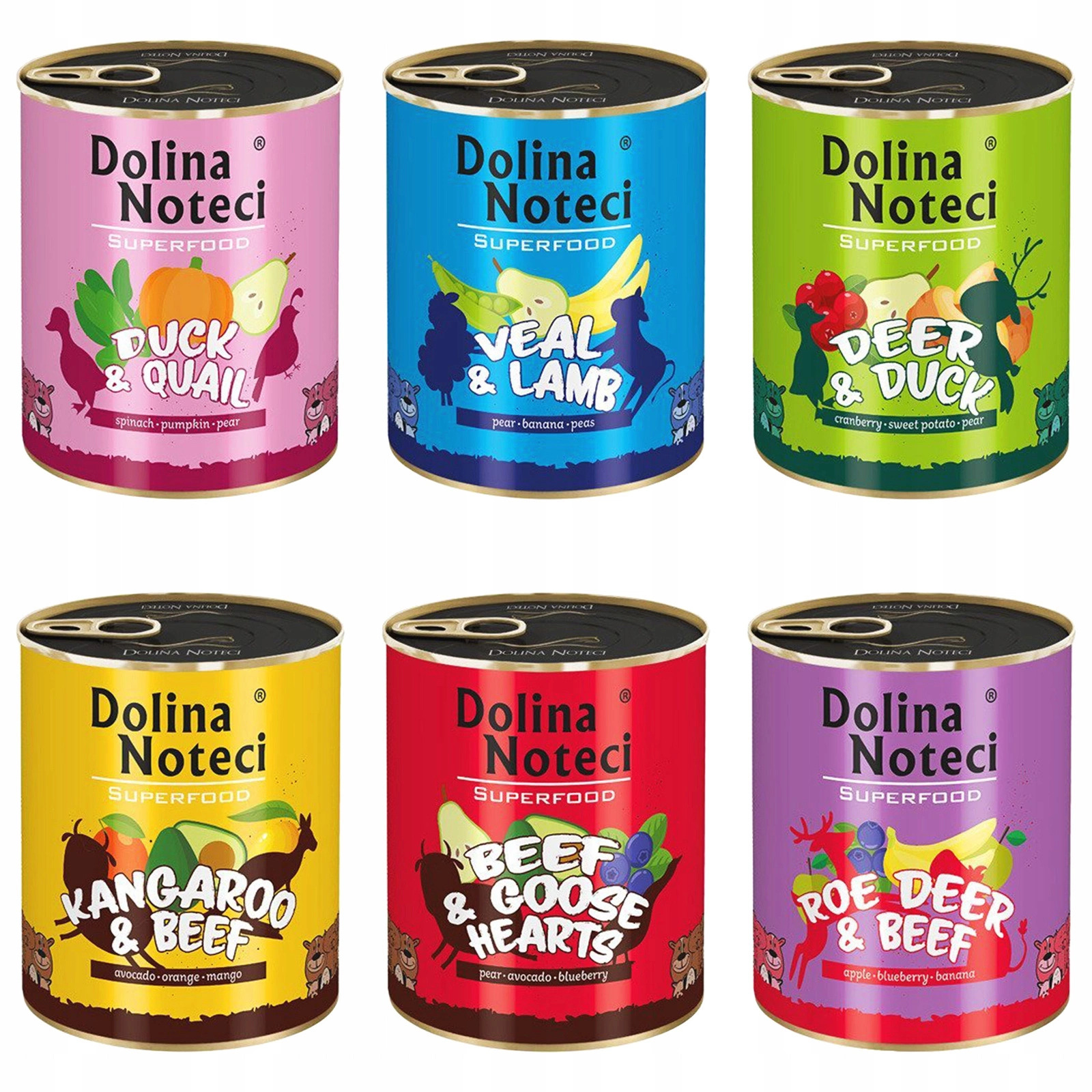 Dolina Noteci Superfood Vlhké krmivo pro psy mix chutí 6 x 800 g Bezobilné