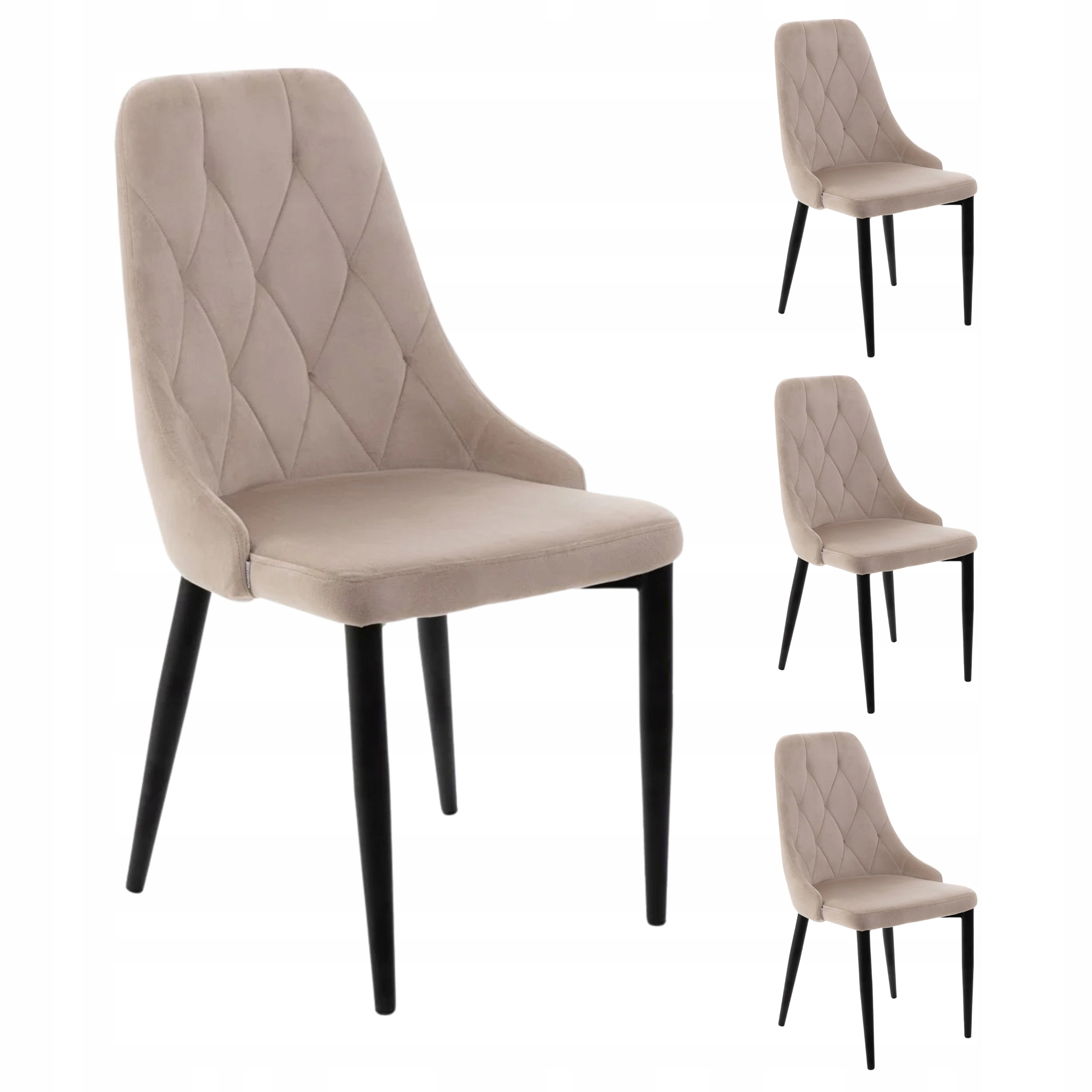 Zestaw 4x Krzesło Louis Quilter welurowe pikowane beżowe 44x59x88cm Homla