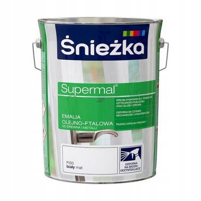 Śnieżka Olejna Biały Mat F100 5L Supermal farba olejno-ftalowa drewna