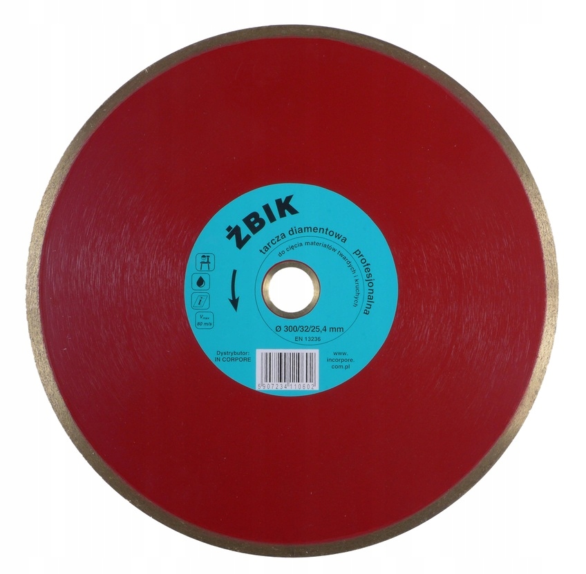 Žbik Diamantový Kotouč Pro Řezání Slinuté Dlažby Mokrého Spékání 300 mm 25,4 mm