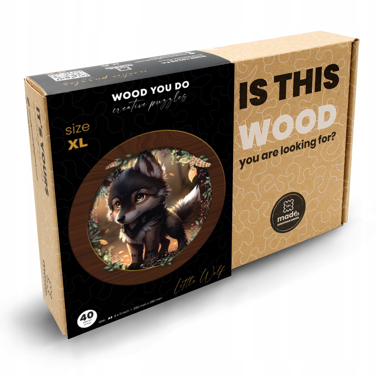 Puzzle drewniane WOOD YOU DO | Wolf | 40 elementów | XL Liczba elementów 40