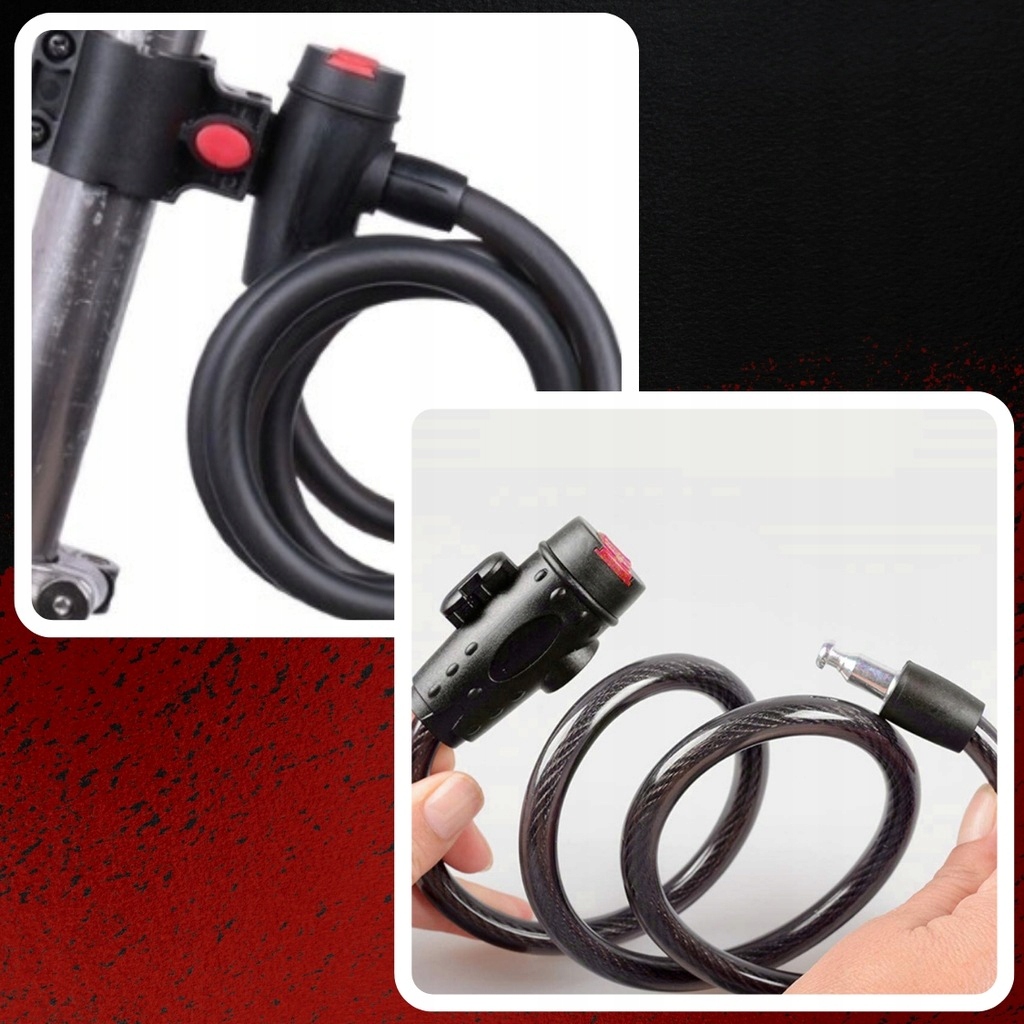 ZAPIĘCIE ROWEROWE BLOKADA DO ROWERU ZABEZPIECZENIE NA KLUCZYK MOCNA LINKA Rodzaj linka