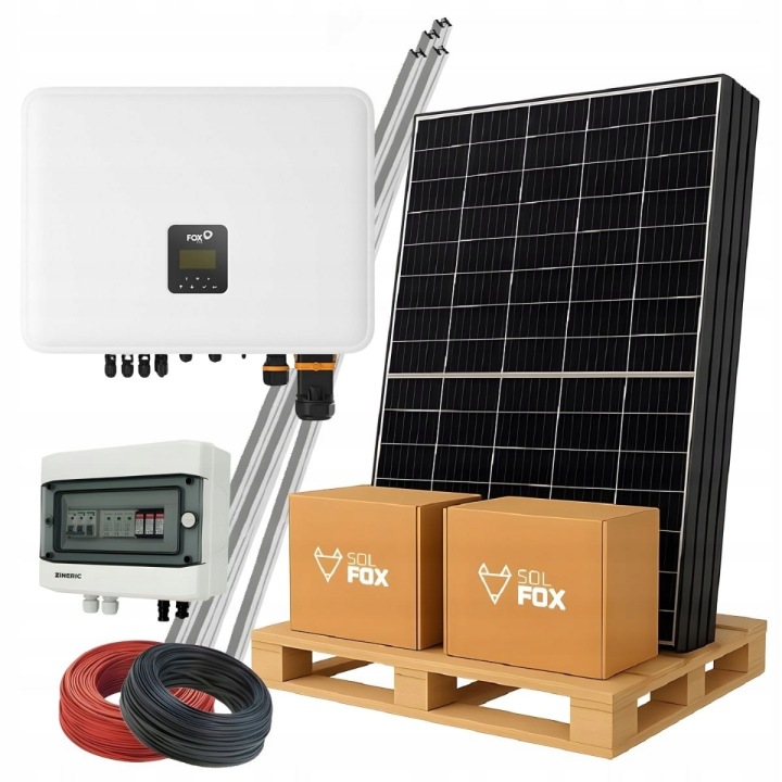 Fotovoltaická sada Pv 10 kW Solární panely Longi Měnič skladu FoxESS