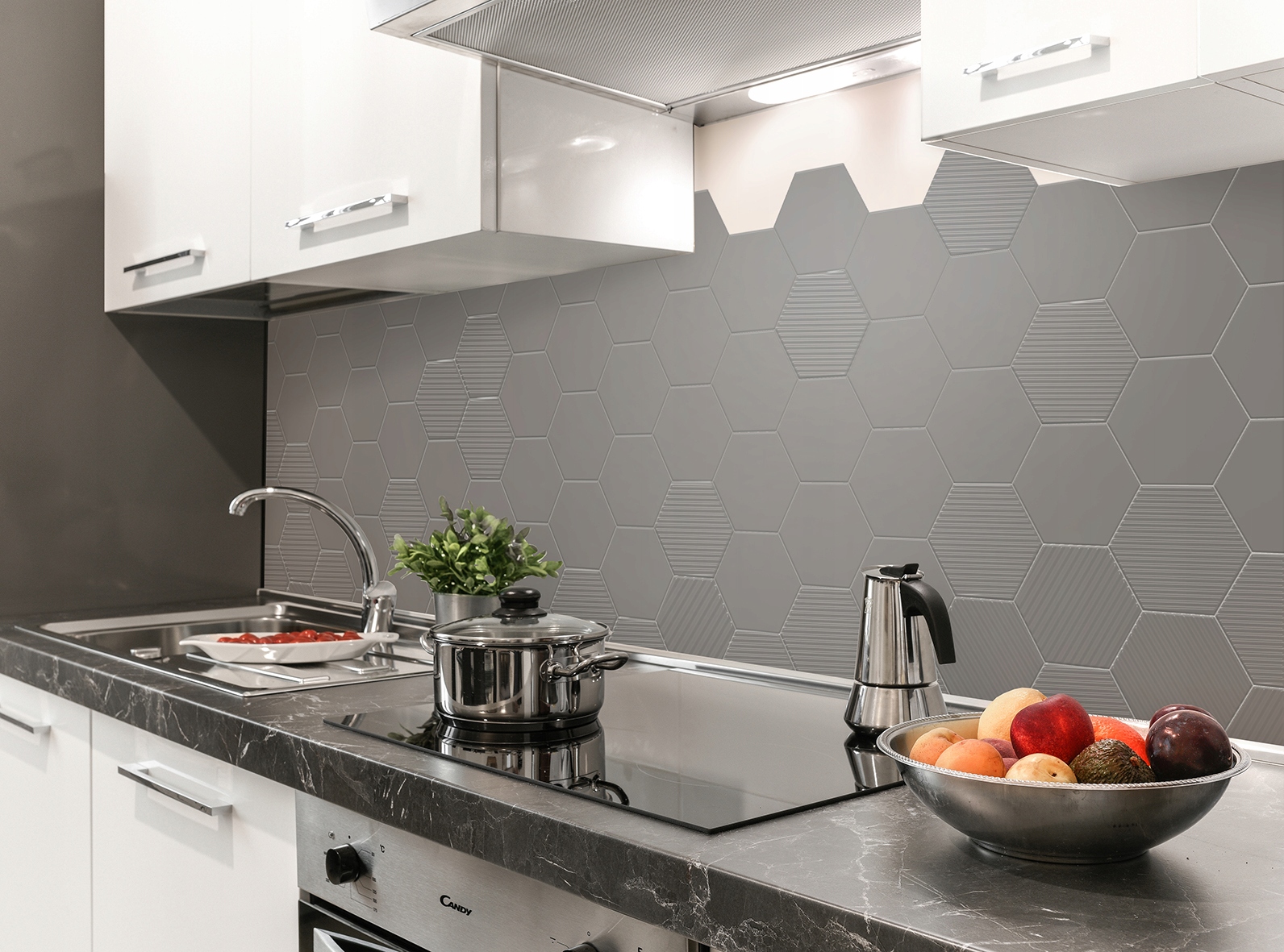 mozaika ceramiczna heksagon szara Marka Ceramik Studio