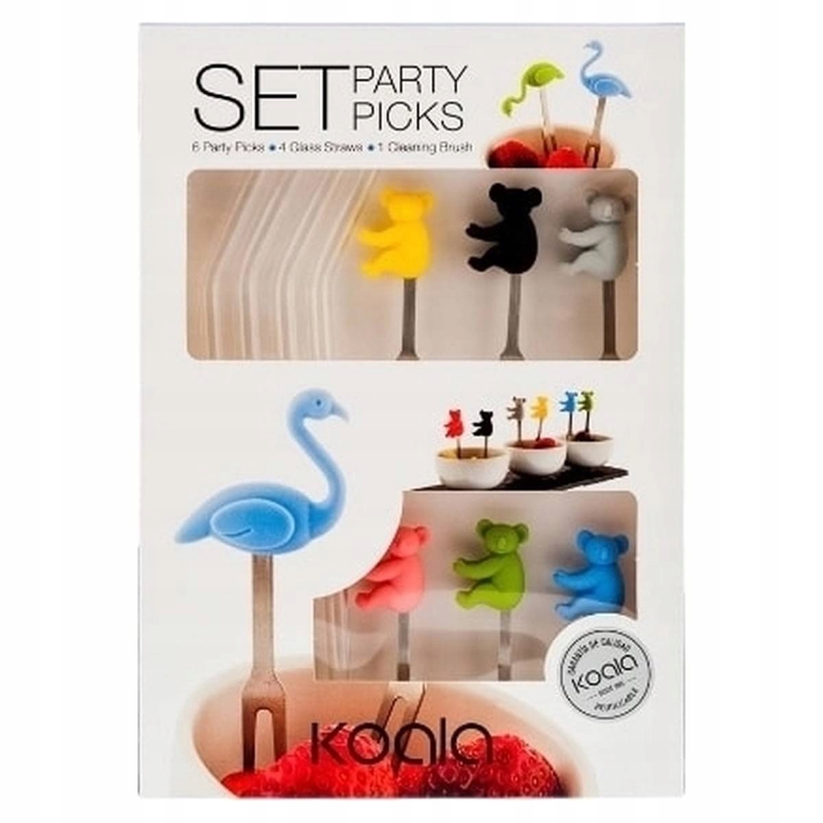 Sada skleněných brček s kartáčkem a napichovátka, 11 ks