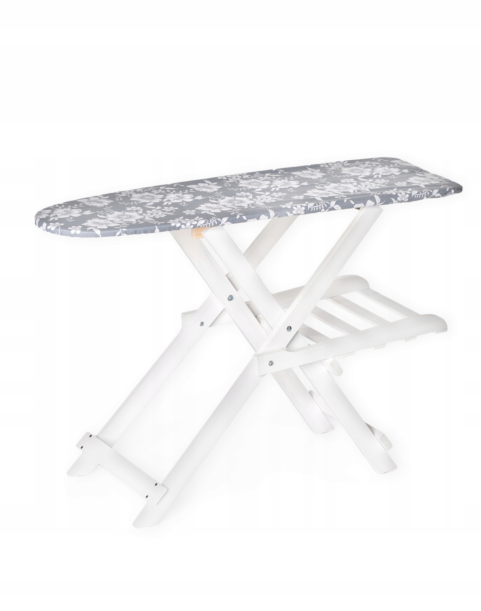 Drewniana Deska do Prasowania na Solidnym Drewnianym Stelażu Składana Biała