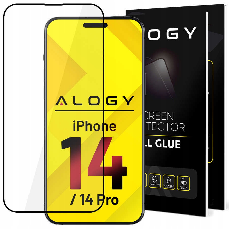 

Szkło 9H do iPhone 14/ Pro, Szybka Full Glue Alogy