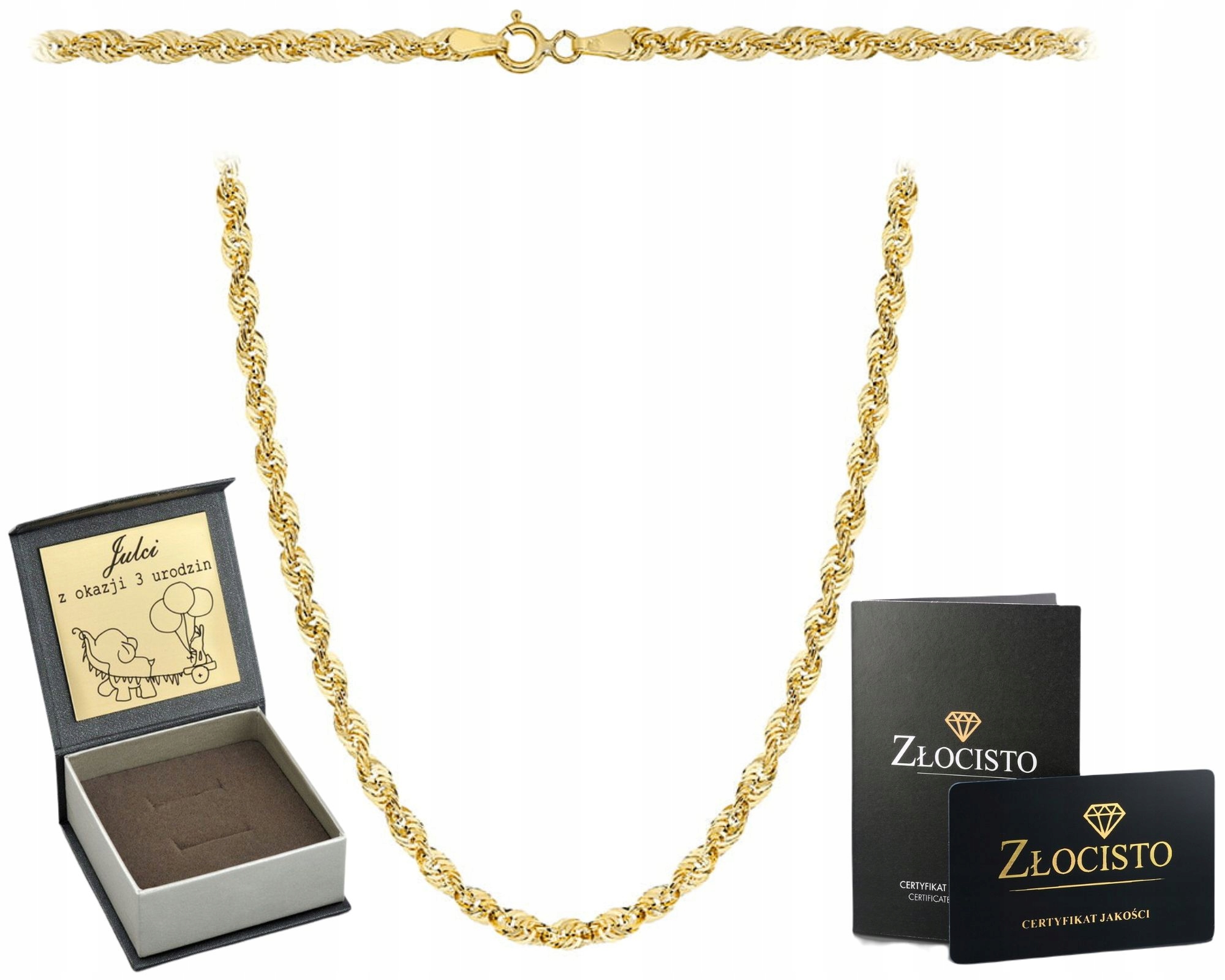 Zlatý Náhrdelník Vzor Helisy Jednotný Elegantní Moderní 50 cm