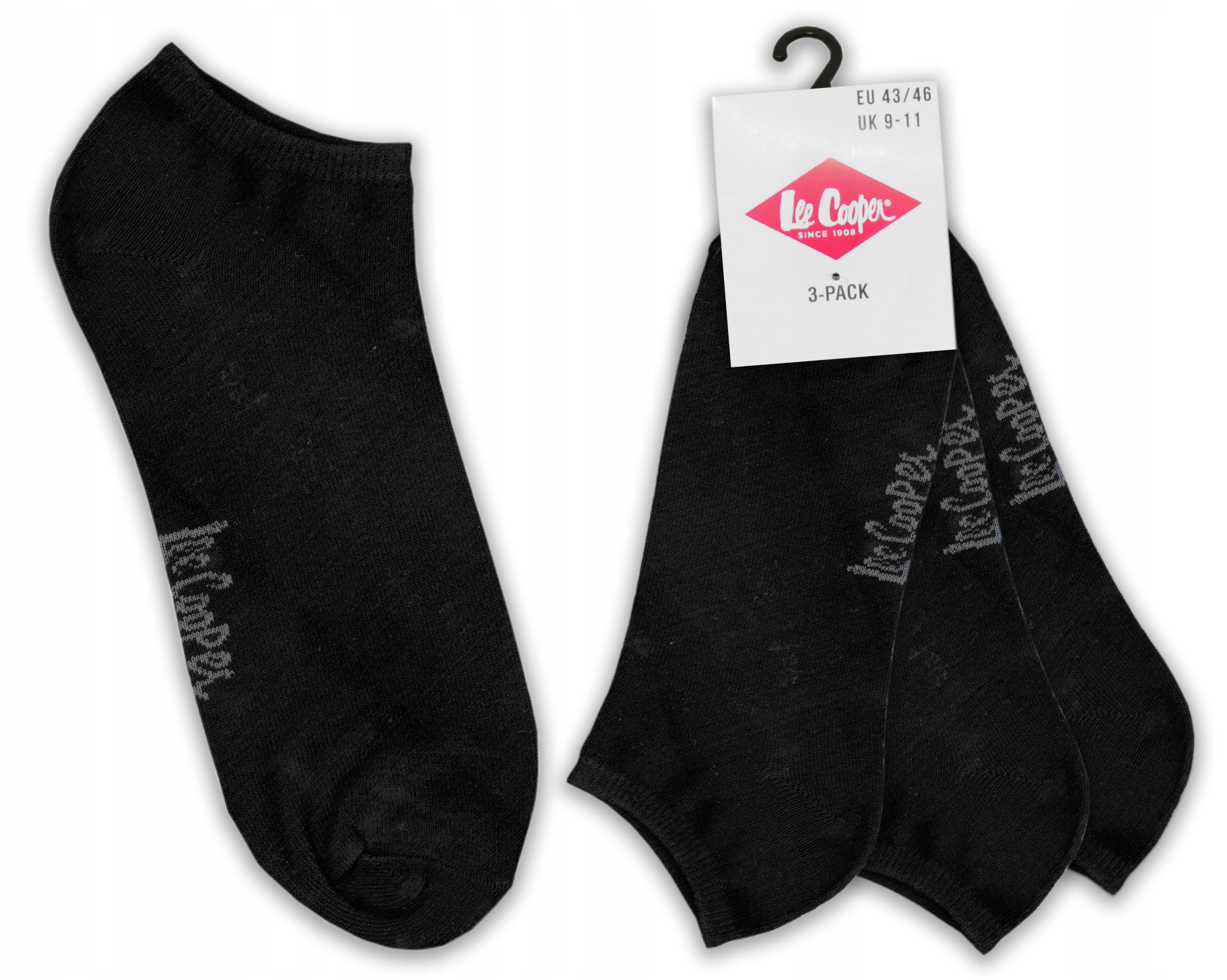 

Męskie stopki Lee Cooper 3-pak, 39-42, Czarne