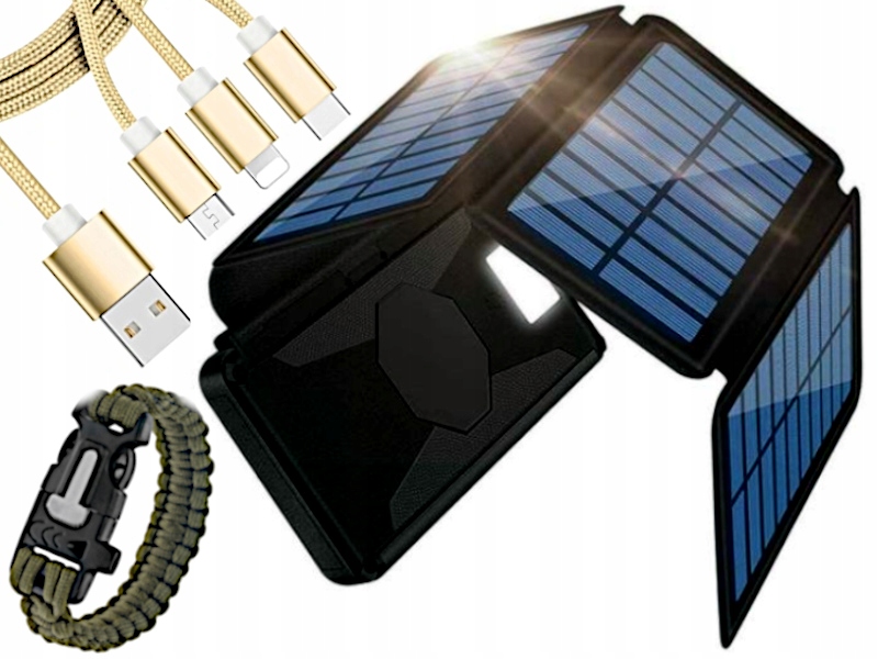 Solární powerbanka kabel 3v1 pro fotoaparáty