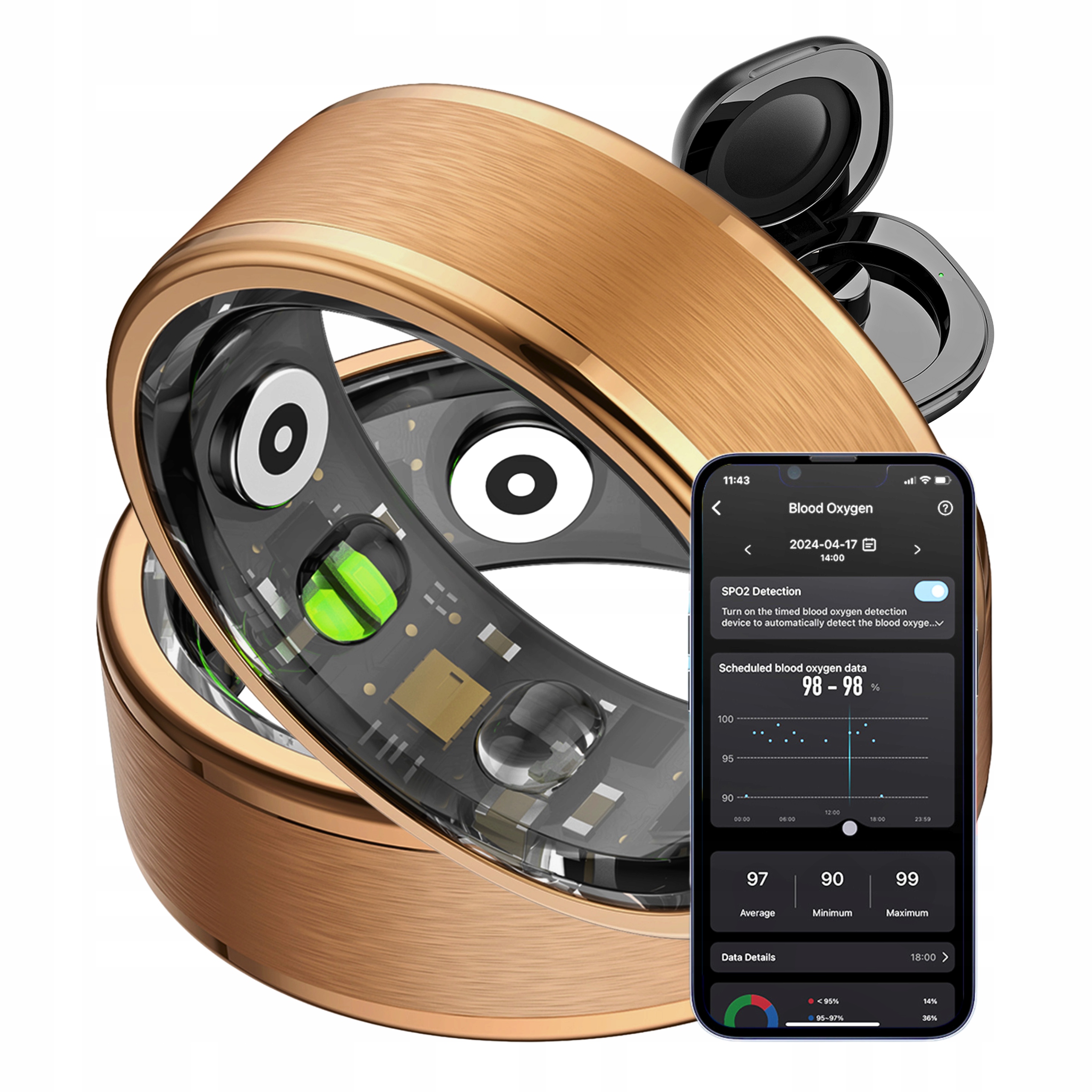 Smartring Colmi R03 19.8Mm Smart Ring Velikost 10 Krabička Pouzdro Monitor spánku 5ATM