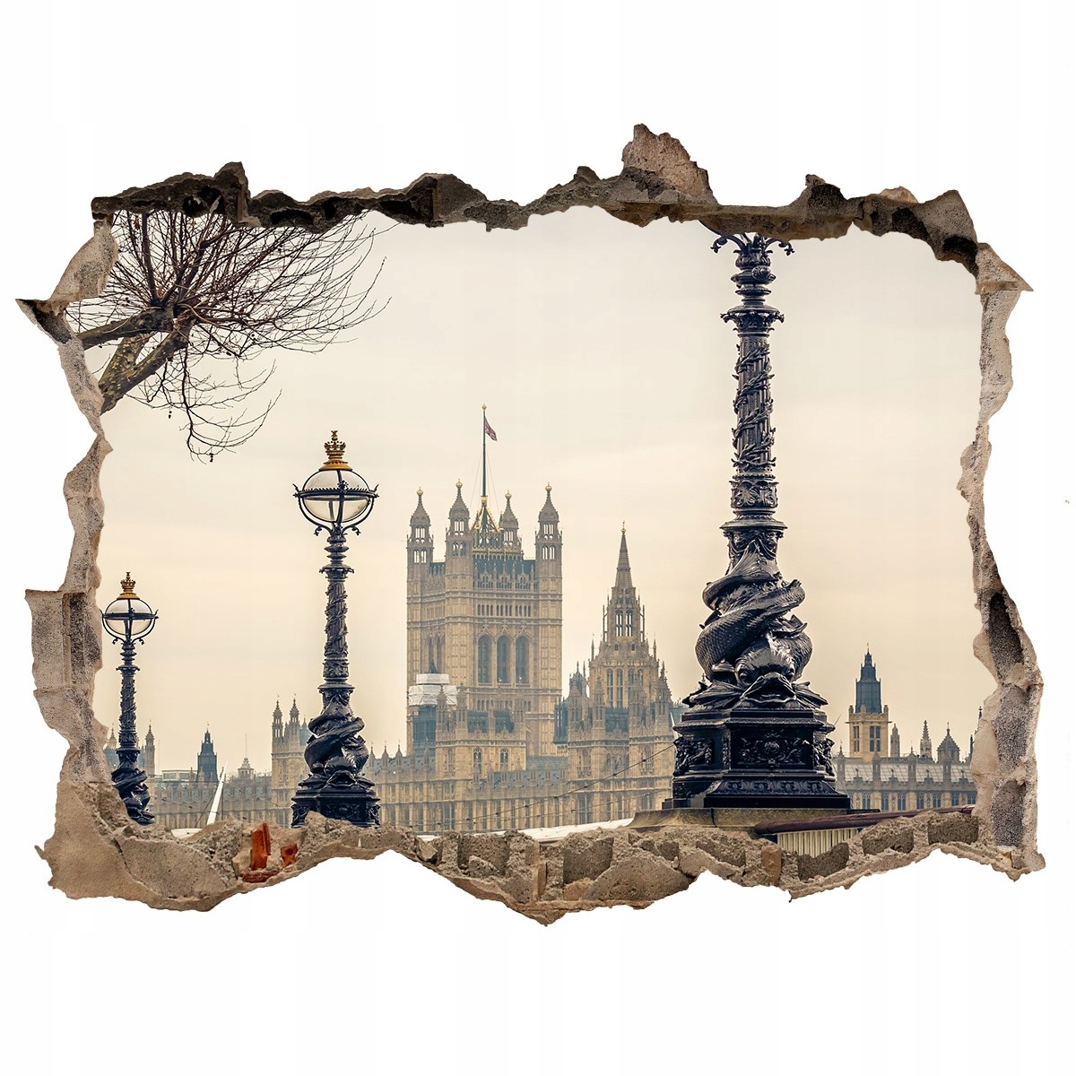 

Fototapeta dziura na ścianę 3d Londyn jesienią