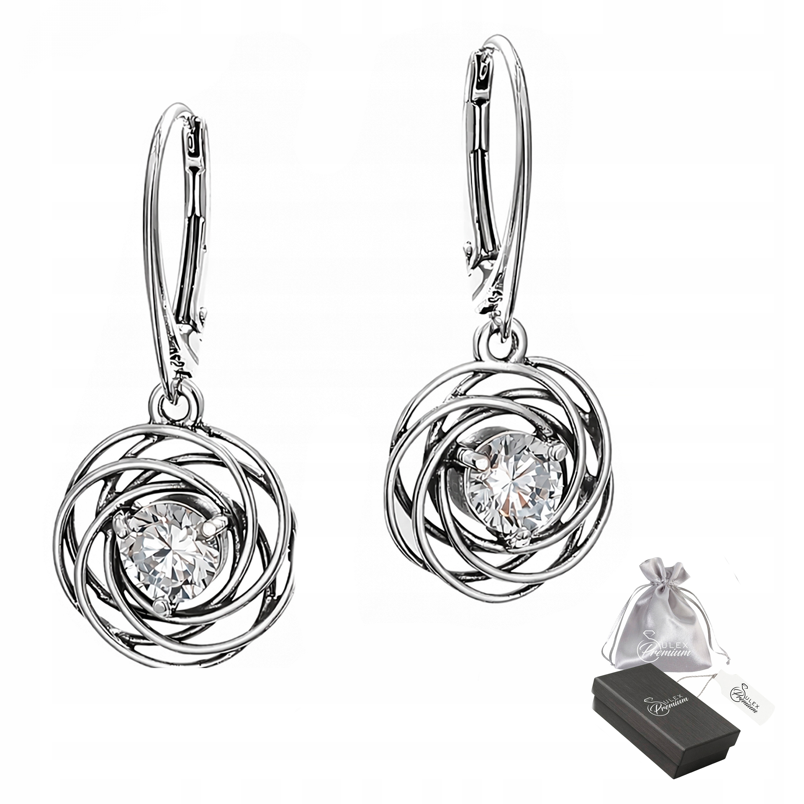 Náušnice stříbro ryzost 925 Elegantní závěsné náušnice s zirkony pro ni