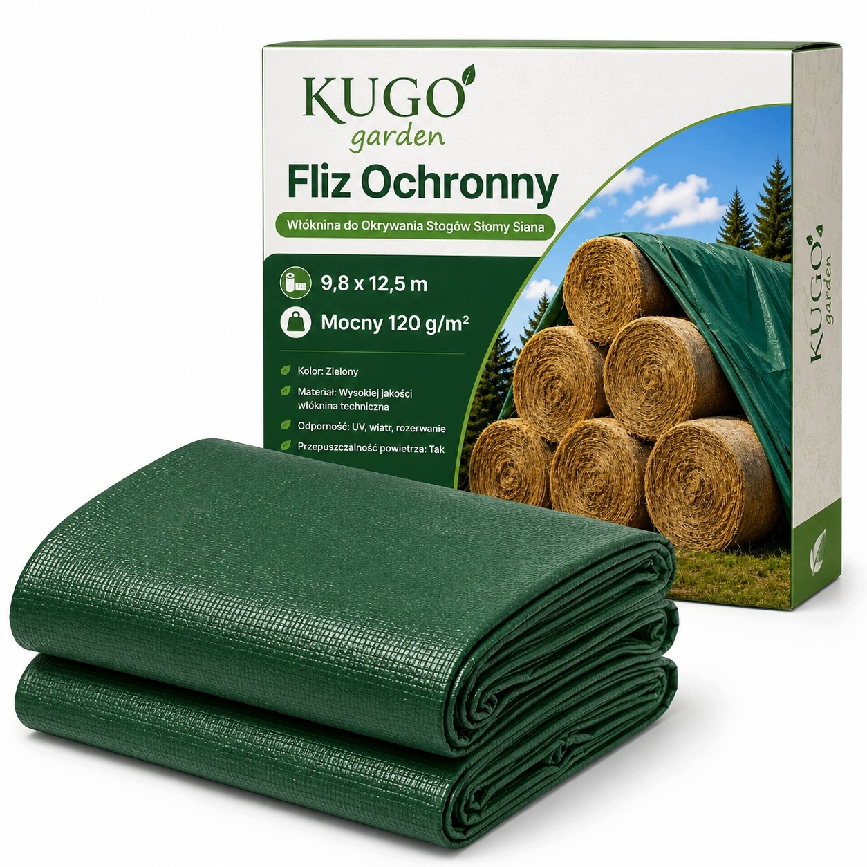 Fliz Ochranný netkaný materiál pro zakrytí slámy sena 9,8 x 12,5 m, silný 120 g