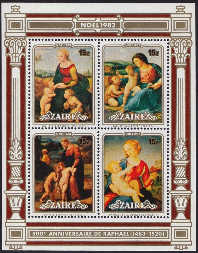 Zair 1983 BL 48 ** Boże Narodzenie Malarstwo Raffael