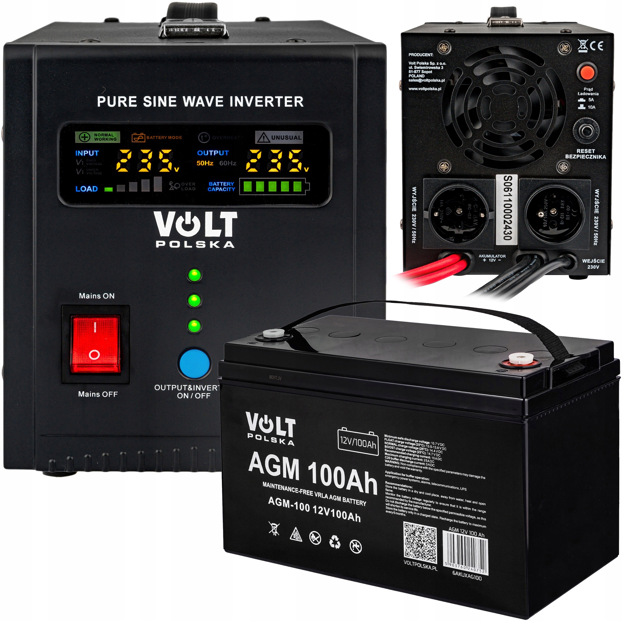 Zasilacz Awaryjny Przetwornica Ups Sinus 1000E Volt Polska Akumulator 100AH