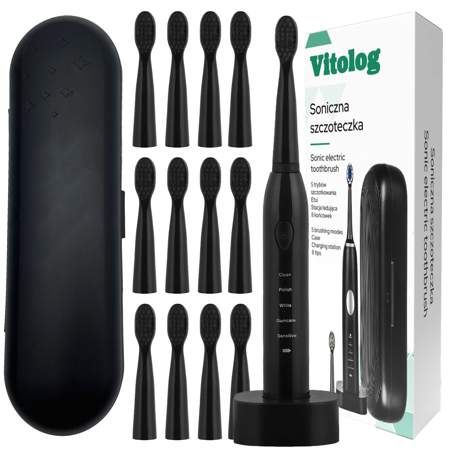 Elektryczna Szczoteczka Soniczna Do Zębów Szczotka 12X Końcówki IPX7