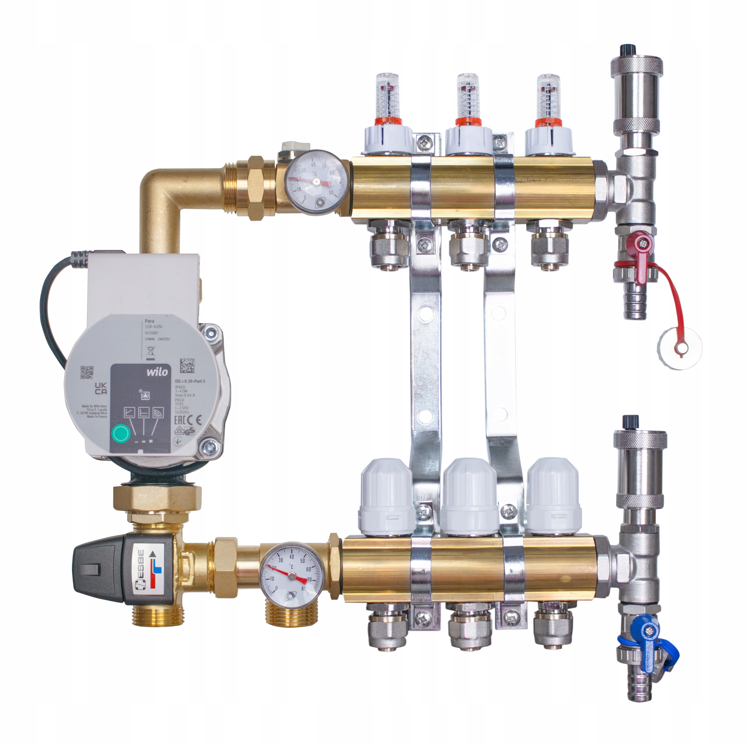 Rozdzielacz do podłogówki 3 z grupą pompową Wilo