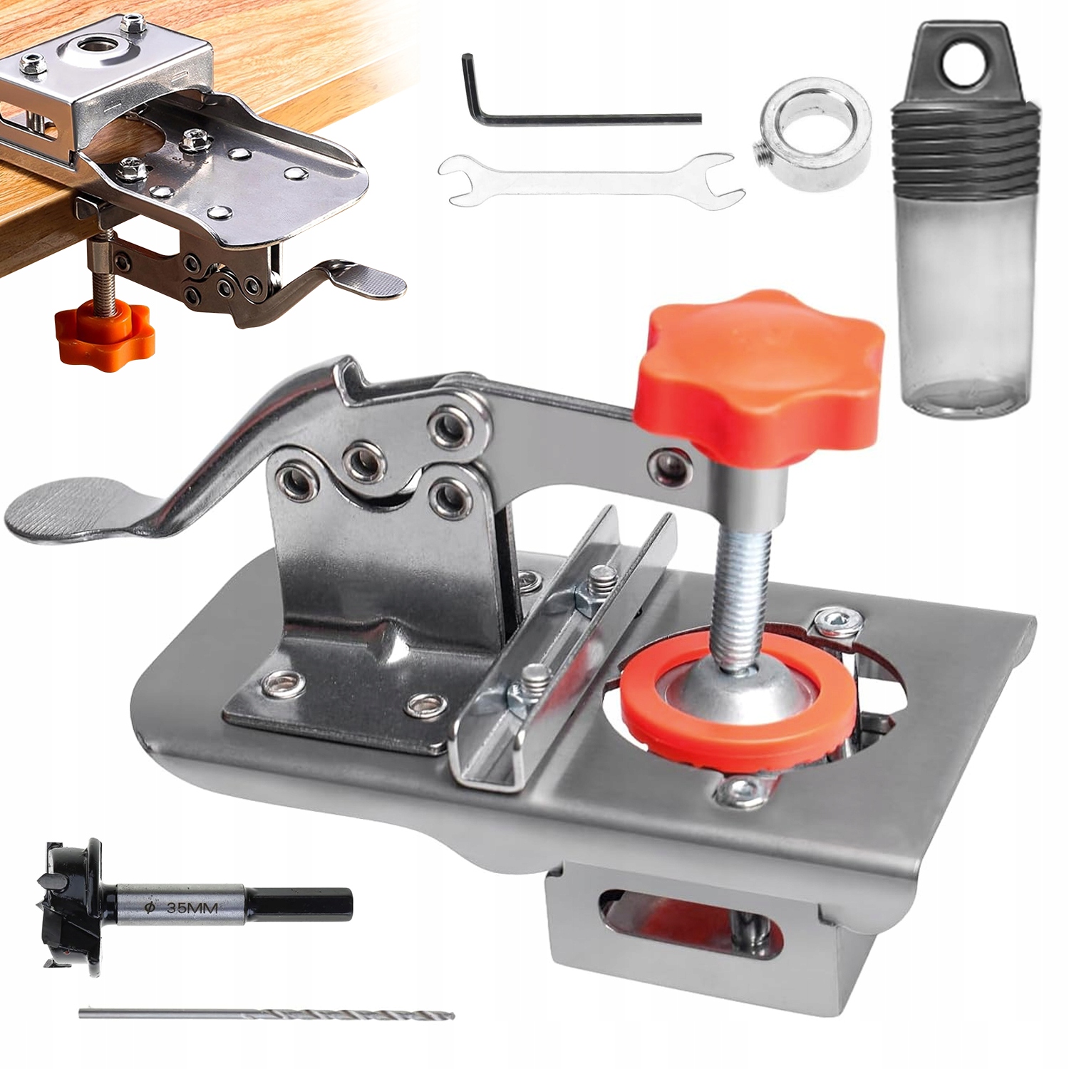 Šablona Pro Vrtání Pod Závěsy 35 MM S Označením Polohy A Omezovačem