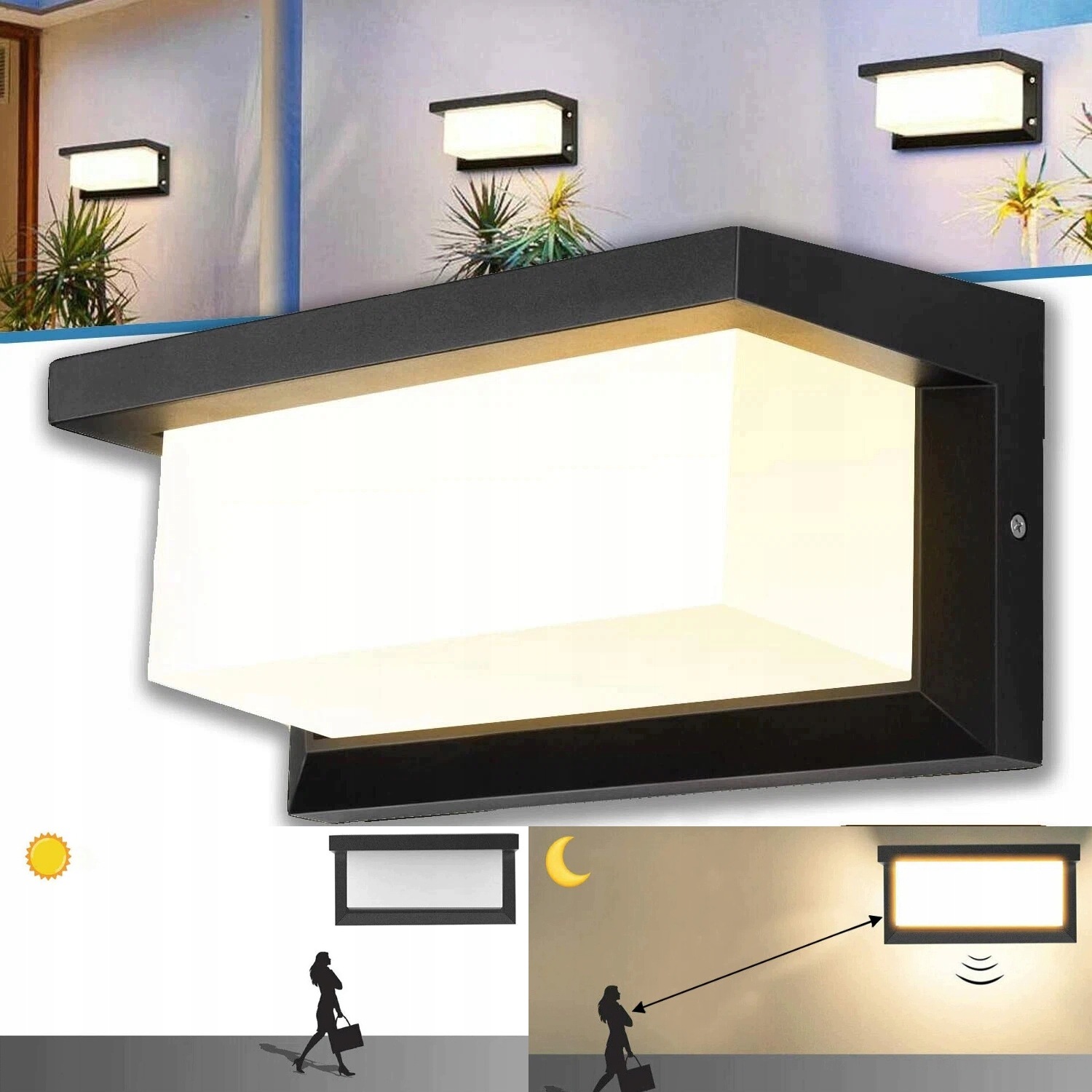 Venkovní nástěnné svítidlo Led zahradní lampa Senzor Pohybu fasádní nástěnná 18W