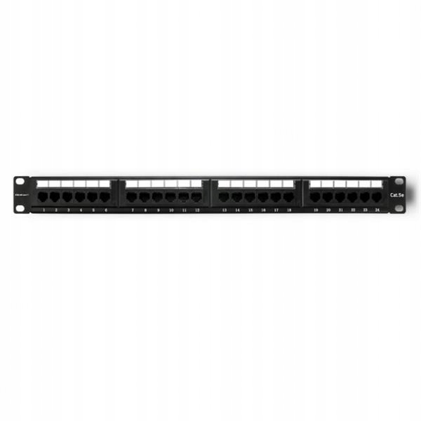 Qoltec Patch panel Rack 24 portů kat.5E Utp Černý