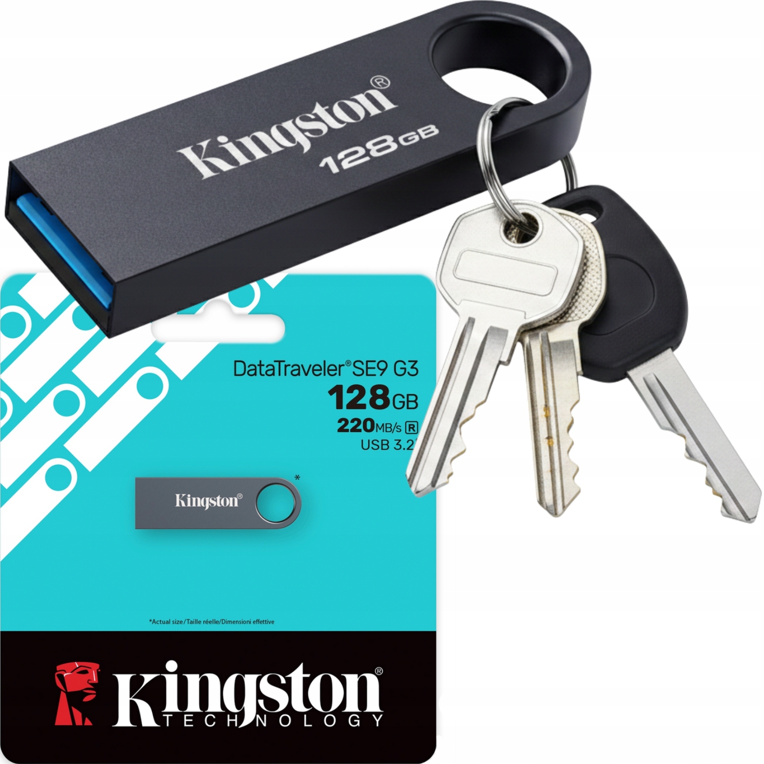 Pendrive Kingston 128 Gb DataTraveler SE9 G3 Usb 3.2 kovový přívěsek na klíče