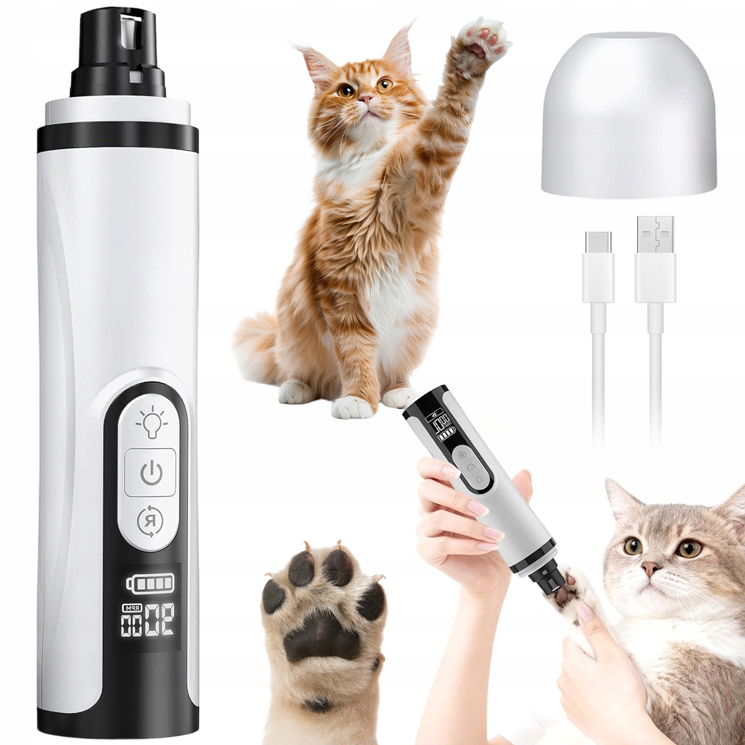 Levně Elektrická Bruska Na Drápky, Tichý Pilník Pro Zvířata, Psy, Kočky, Usb