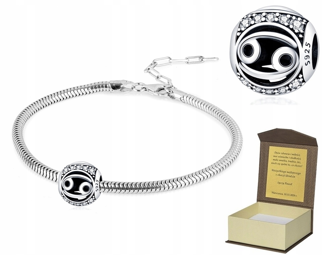 Stříbrný náramek 18-22 cm Charms Znamení Zvěrokruhu Rak BC510