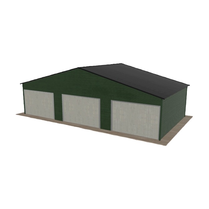 Plechová garáž 10.5 x 5.5 m, třípolohová, dvoupolohová, zelená