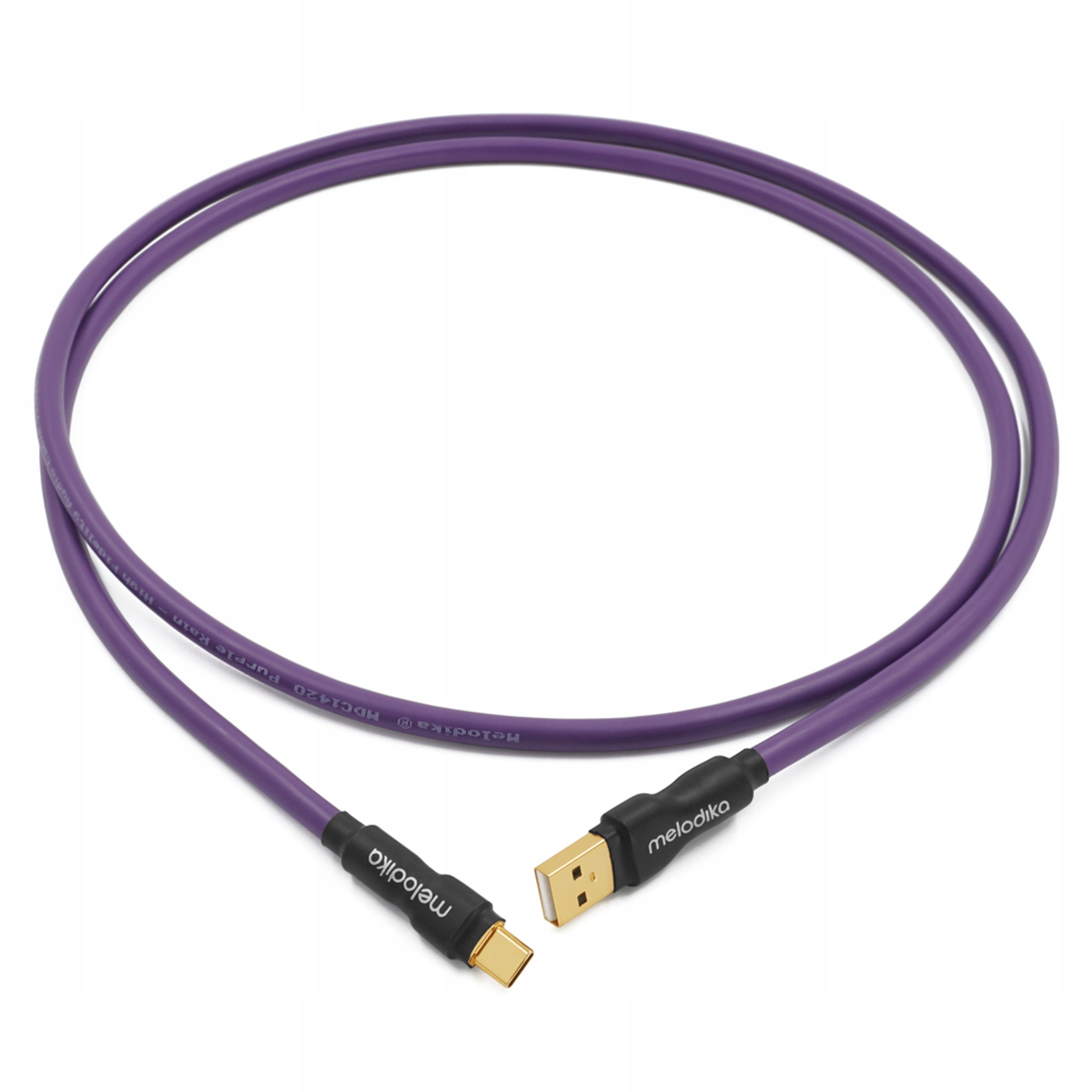 KABEL USB A-C PRZEWÓD POZŁACANE WTYKI 24K MELODIKA PURPLE RAIN MDUAC70 7m Stan opakowania oryginalne