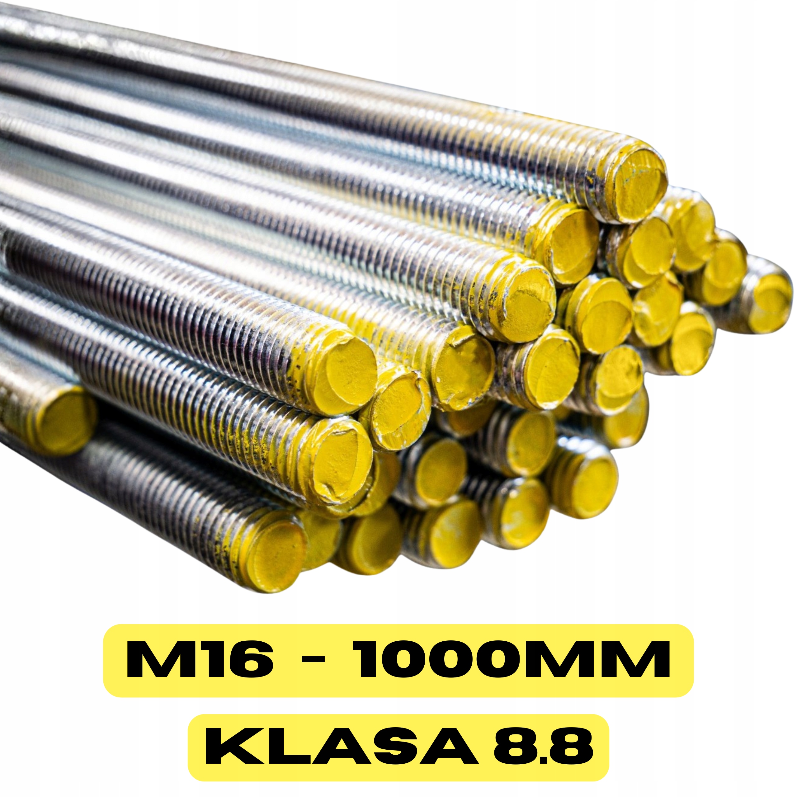 Pręt Gwintowany M16 1000MM 10 Sztuk Stalowy Szpilka Ocynk Din 976 kl. 8.8