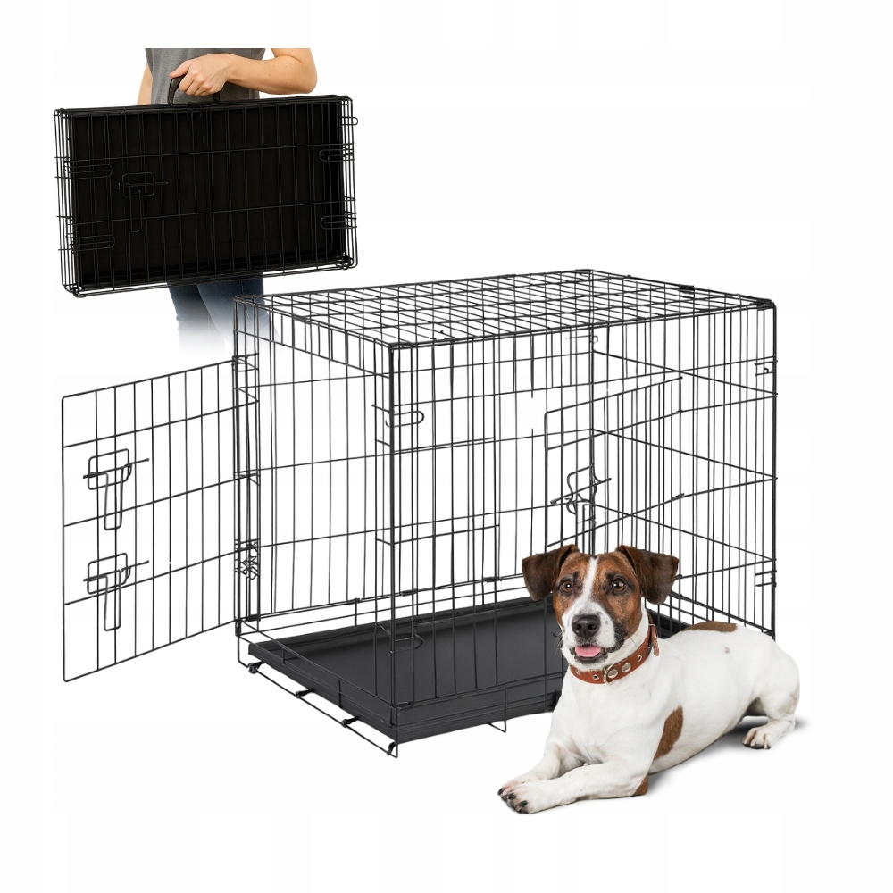 Klec přepravka psy 76x53x48cm L kovová černá do kotec