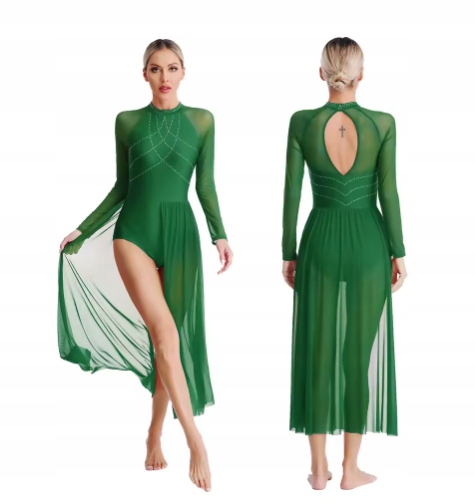 Sukienka Do Tańca Damska Zielona Body Tutu Balet M 2225