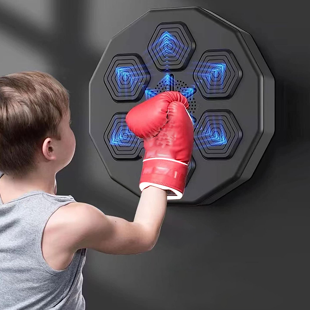 Machine De Boxe Musicale Murale One Punch, Portable Music Bluetooth Boxing  Machine, Machine De Boxe Musicale avec Light for Home Gym Workout (Color :  Black, Size : Kid Gloves) : : Sports
